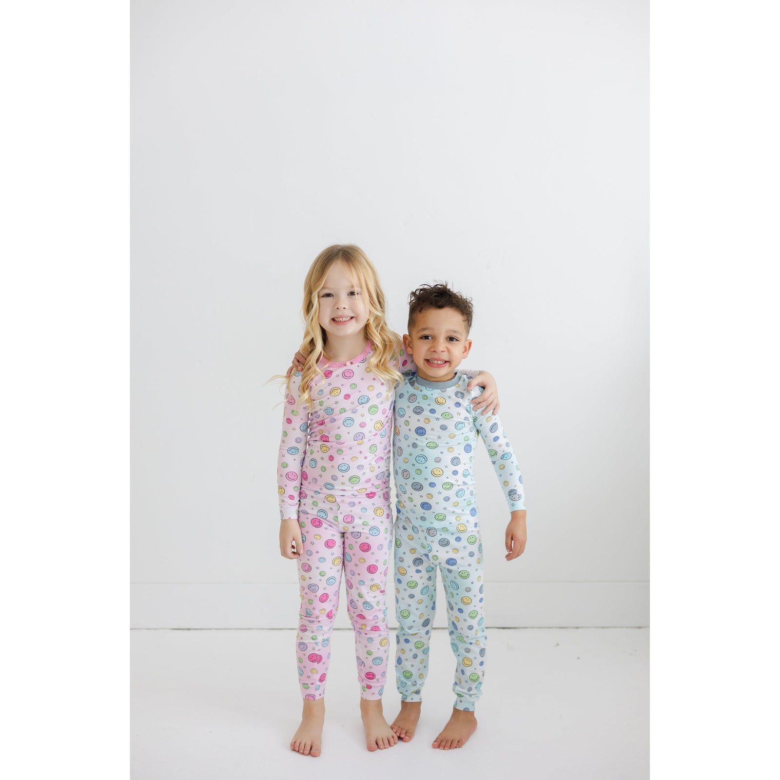 happy pink long sleeve pajama set