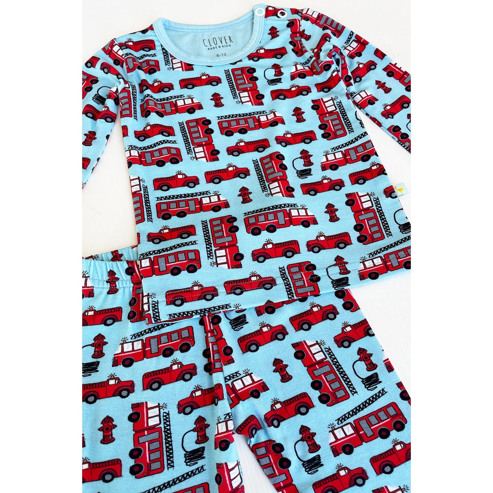 Long Sleeve Pajama Set - Fire Trucks