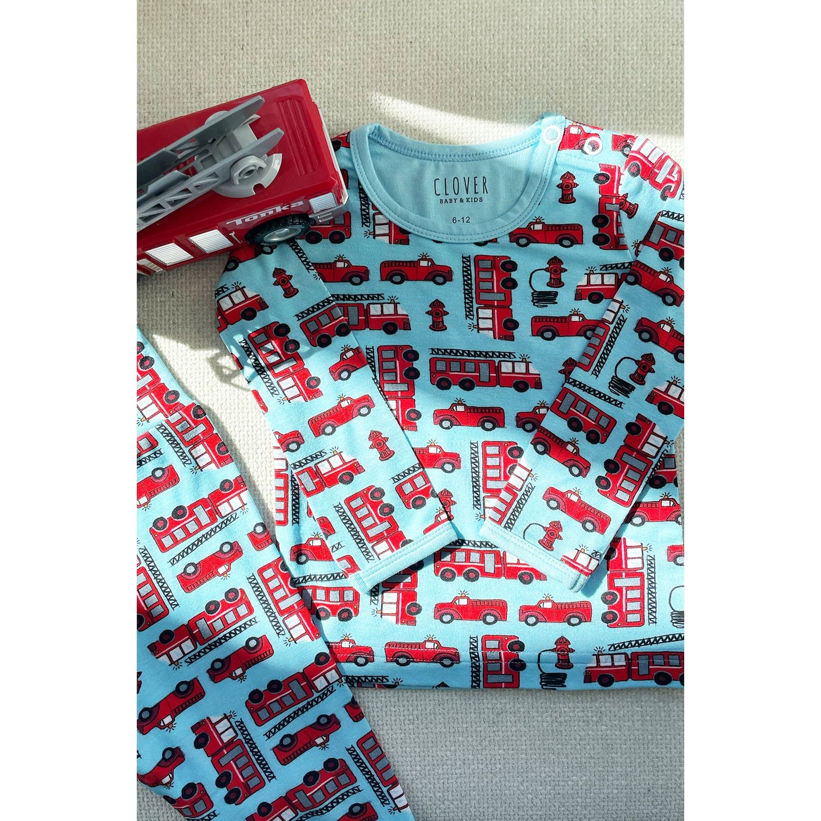 Long Sleeve Pajama Set - Fire Trucks