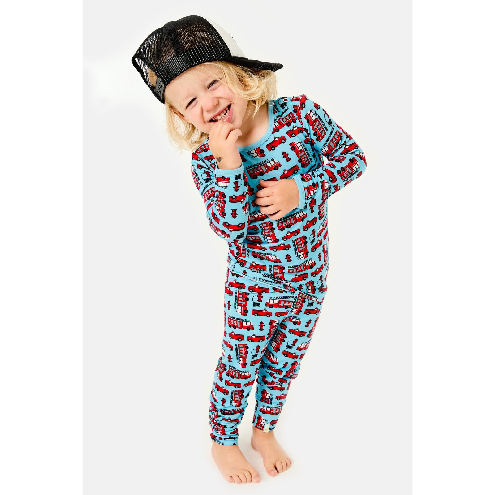 Long Sleeve Pajama Set - Fire Trucks