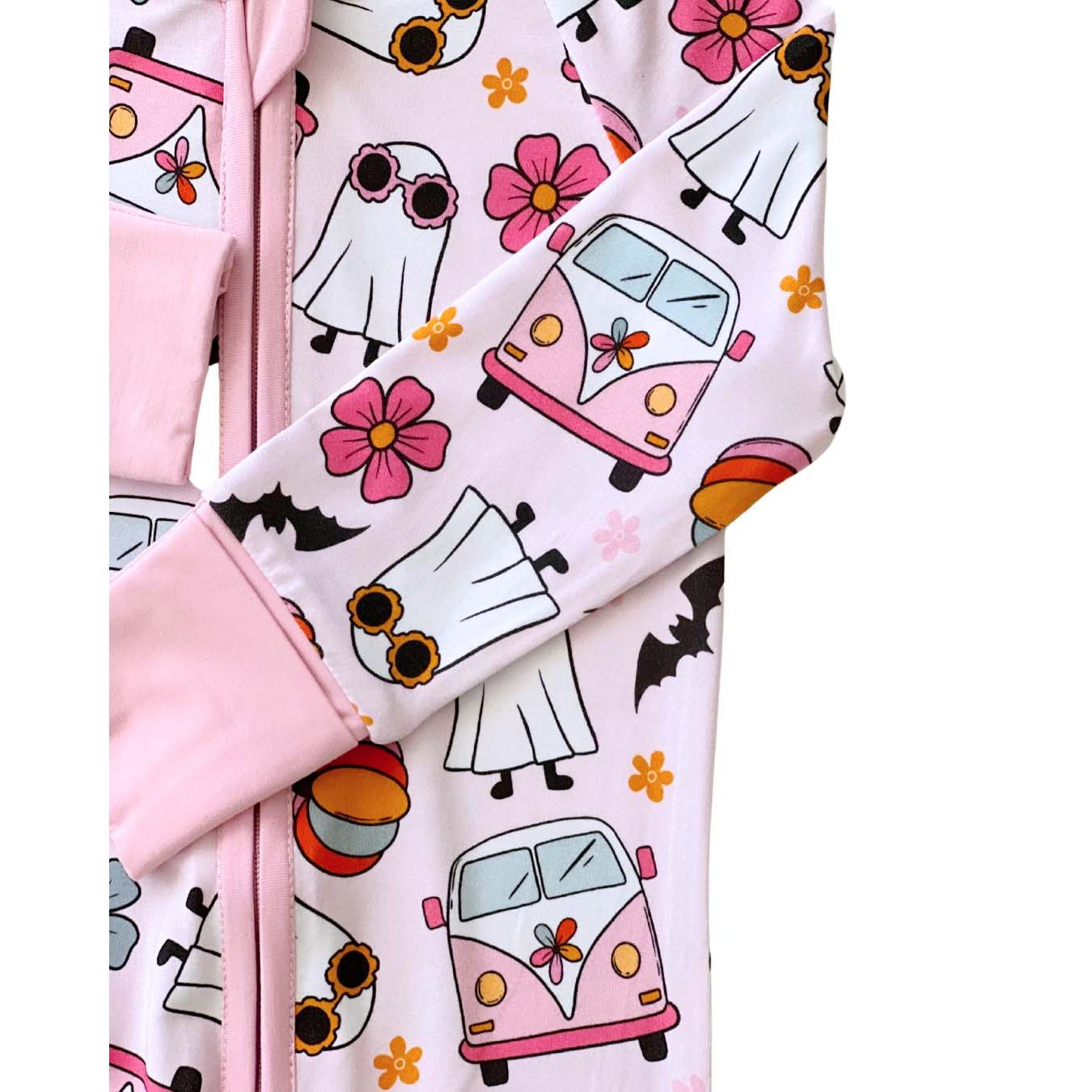 Bamboo Zip Romper | Retro Ghost