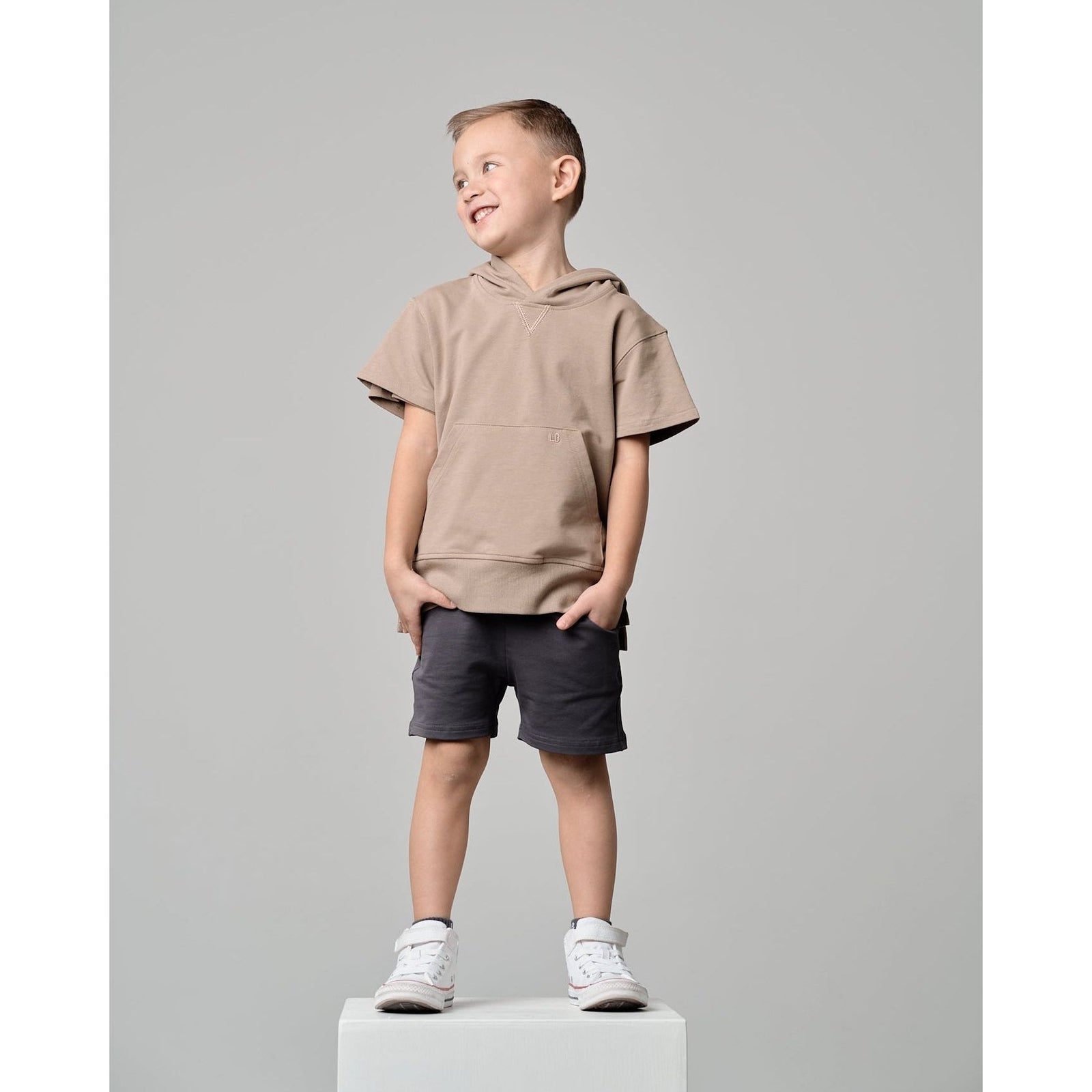 Short Sleeve Hoodie - Driftwood