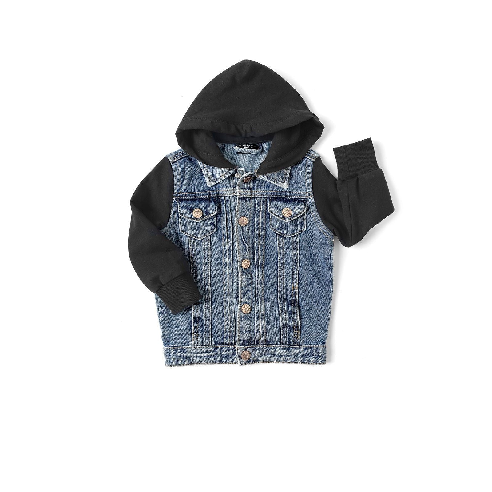 Hooded Denim Jacket - Black