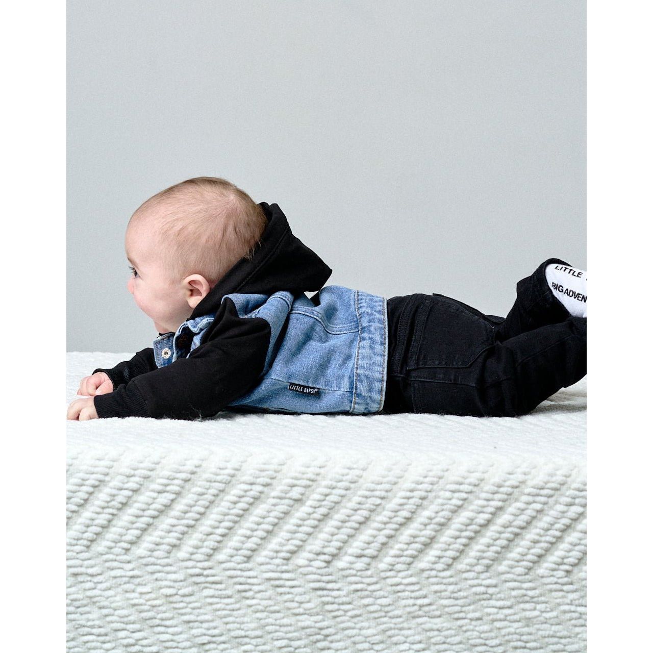 Hooded Denim Jacket - Black