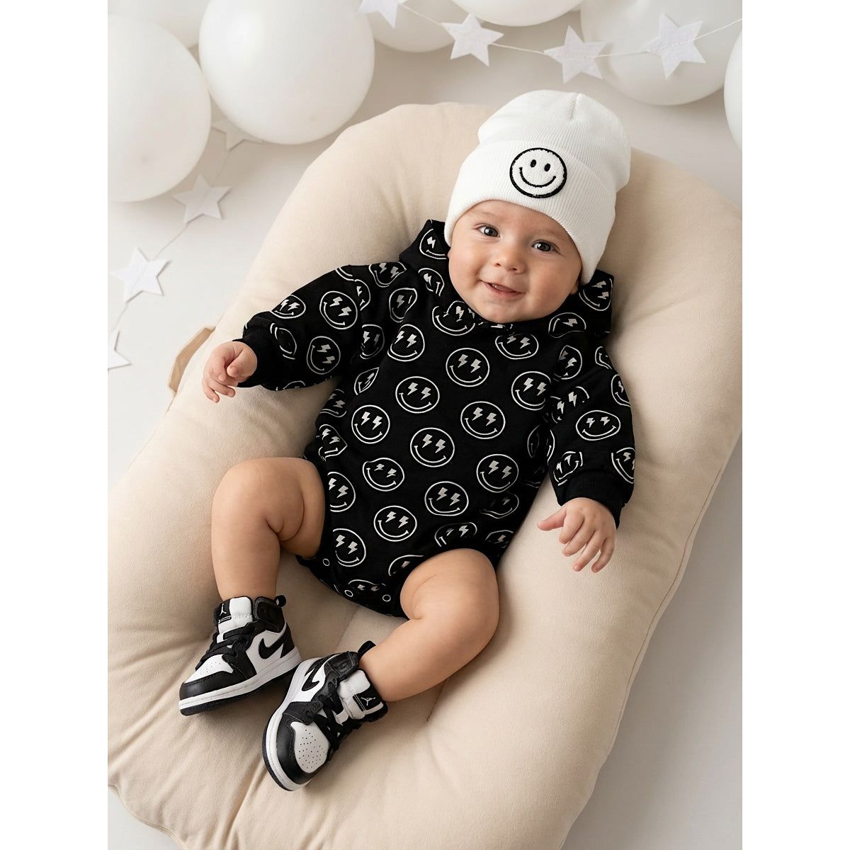 Hooded Bubble Romper | Electric Smiley