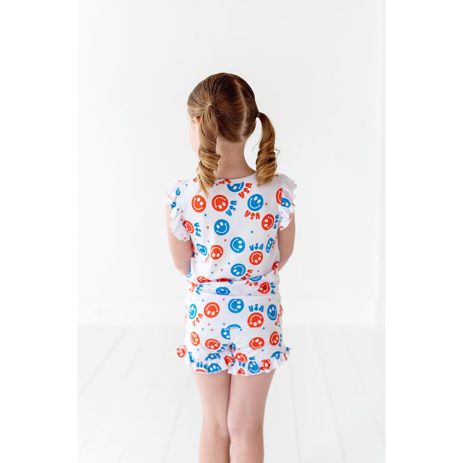 USA Happy Face Ruffle Short Set