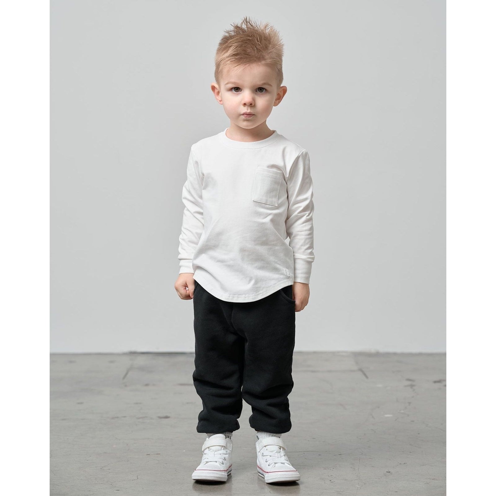 Long Sleeve Pocket Tee - White