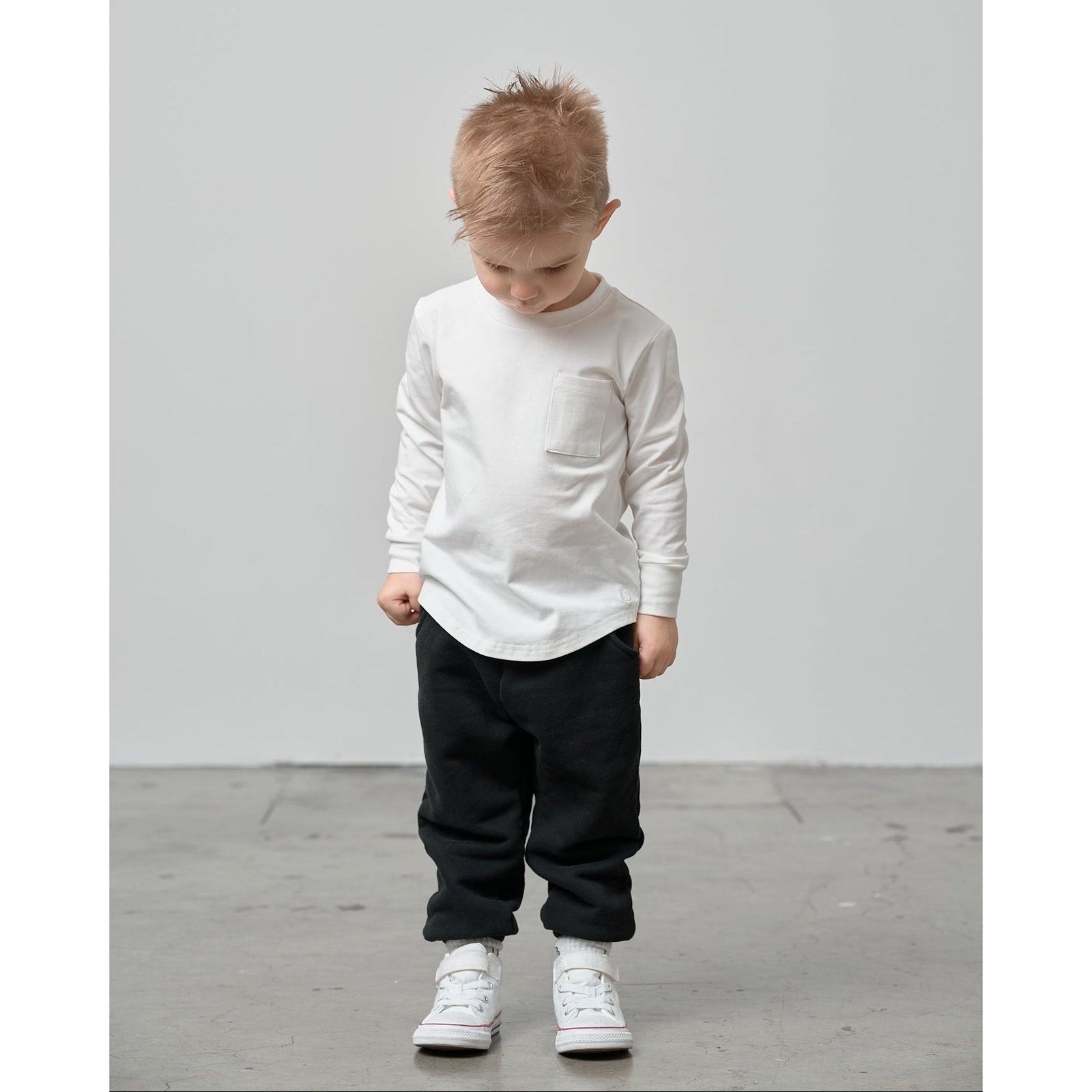 Long Sleeve Pocket Tee - White