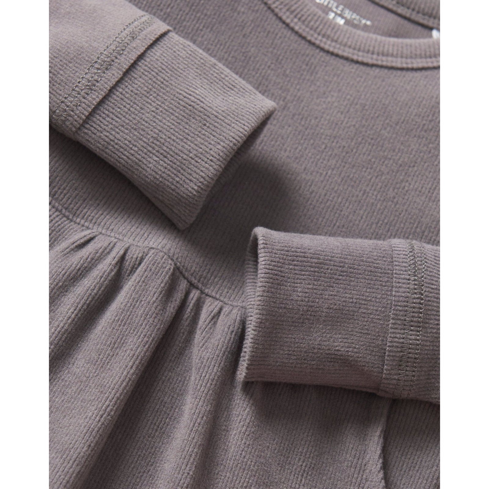 Long Sleeve Ribbed Dress - Graphite