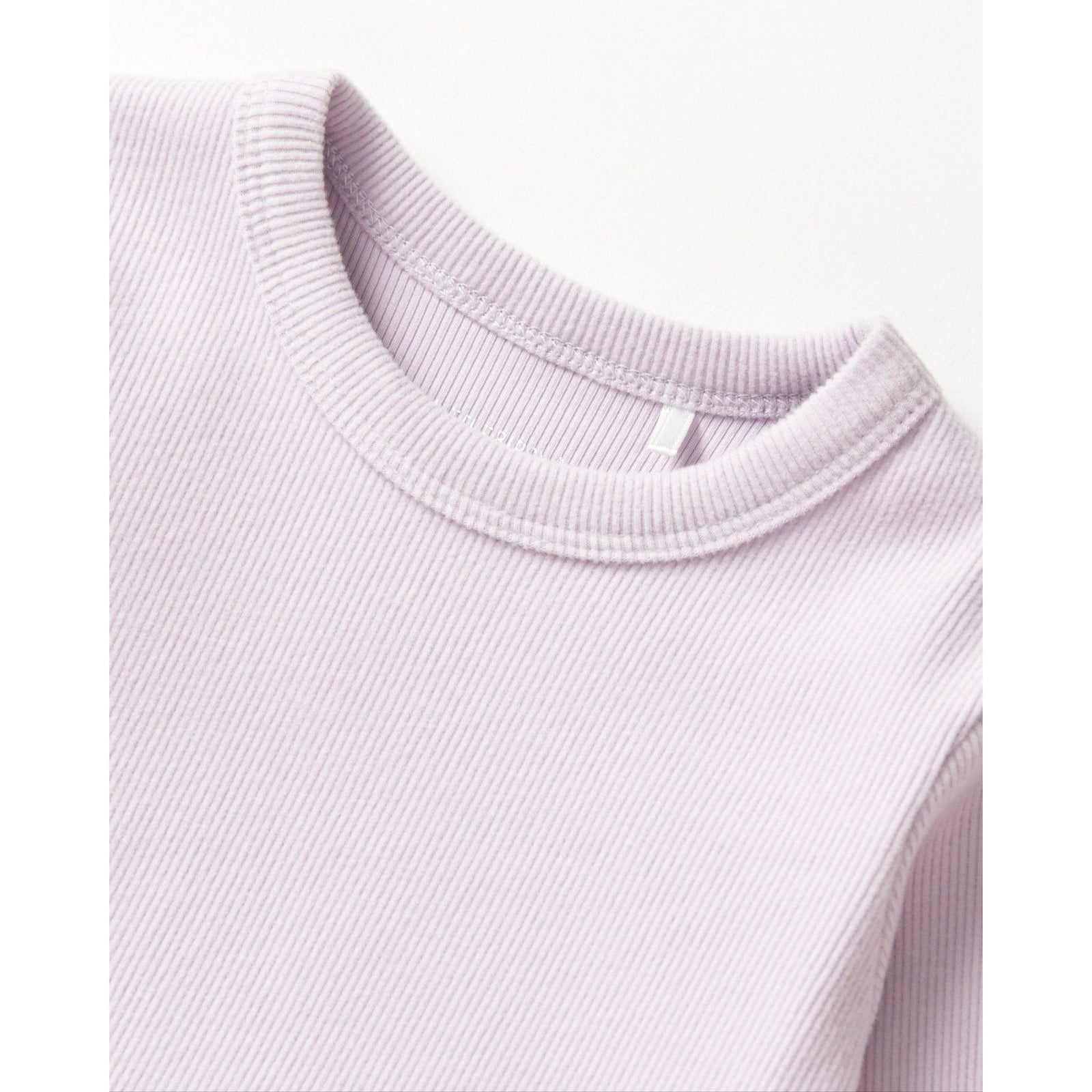 Long Sleeve Ribbed Lettuce Trim Tee - Lilac