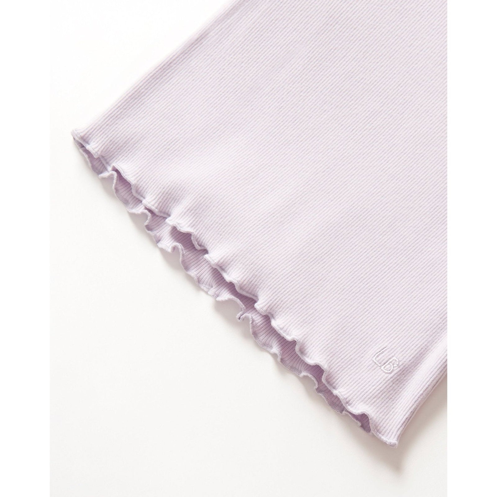 Long Sleeve Ribbed Lettuce Trim Tee - Lilac