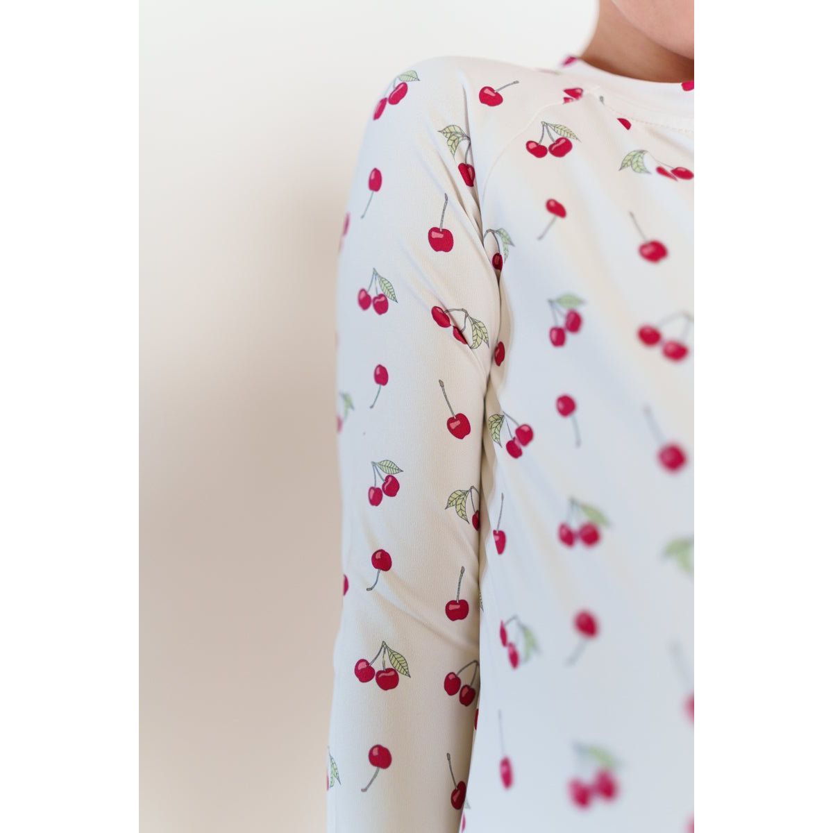 Longsleeve Ruffle Swim SPF One Piece - Cherries