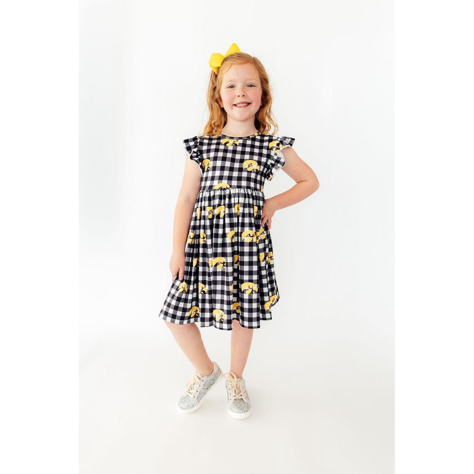 Iowa Plaid Tigerhawk Flutter Twirl Dress