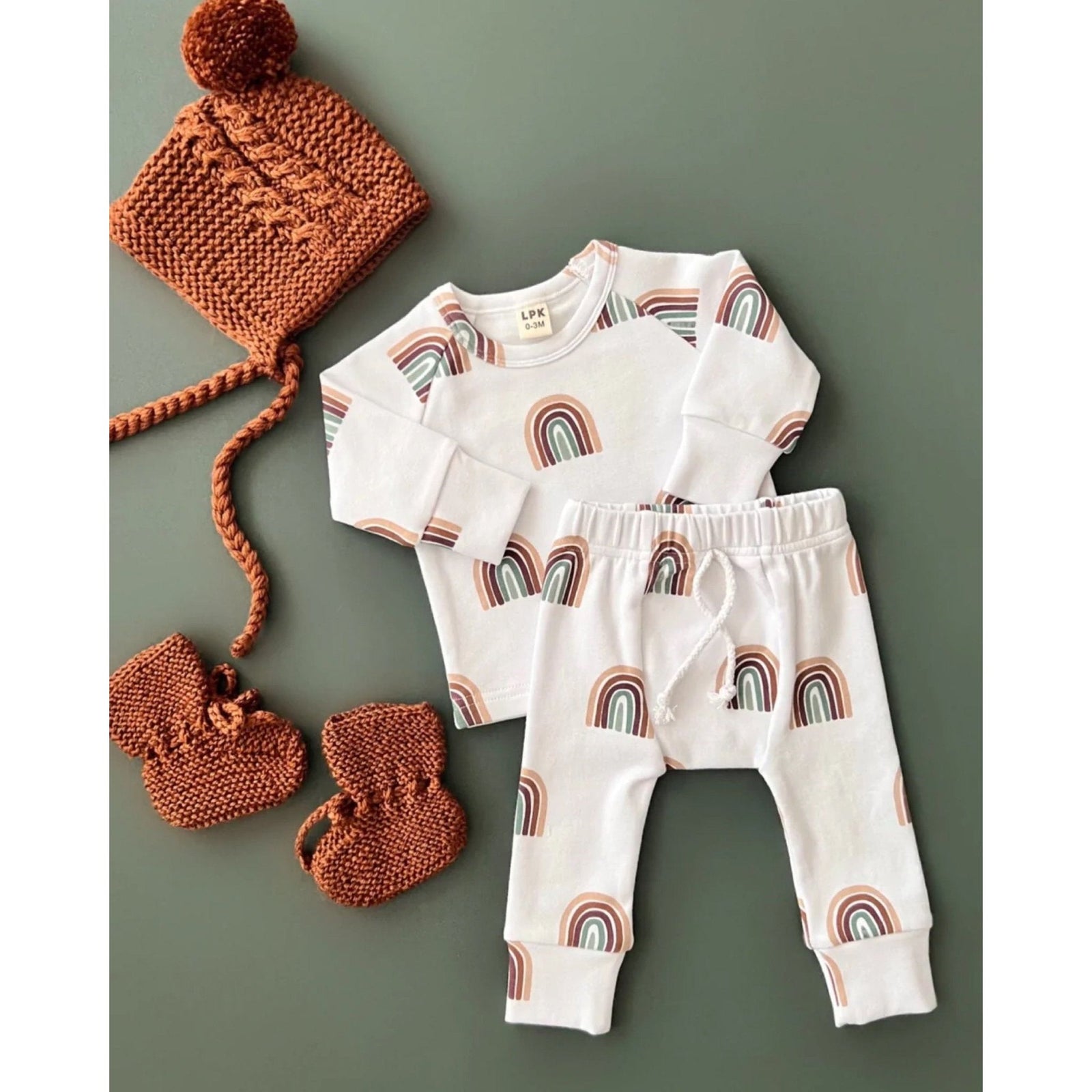 Merino Wool Bonnet & Bootie Set | Cinnamon