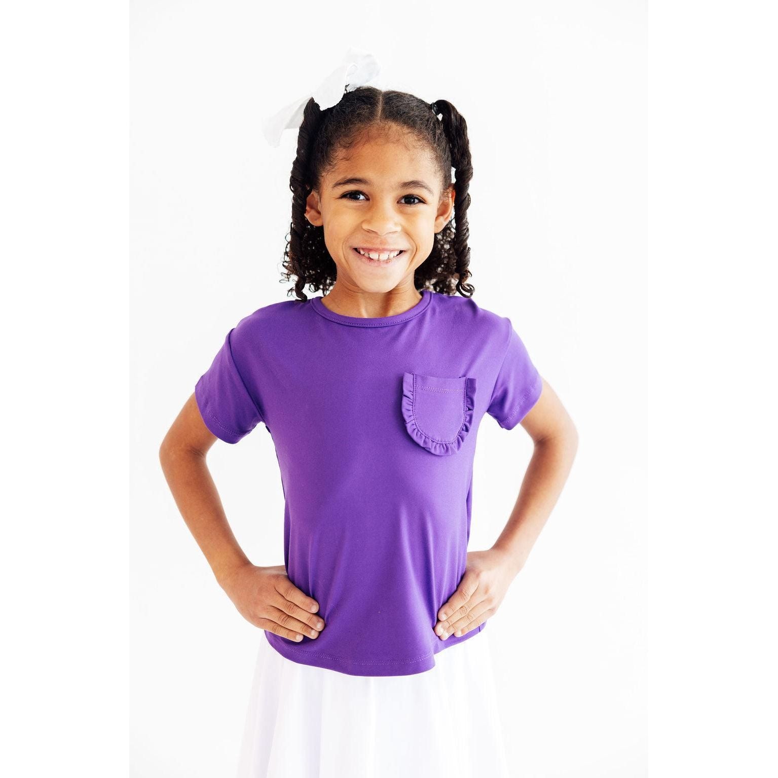 Purple Ruffle Pocket Tee