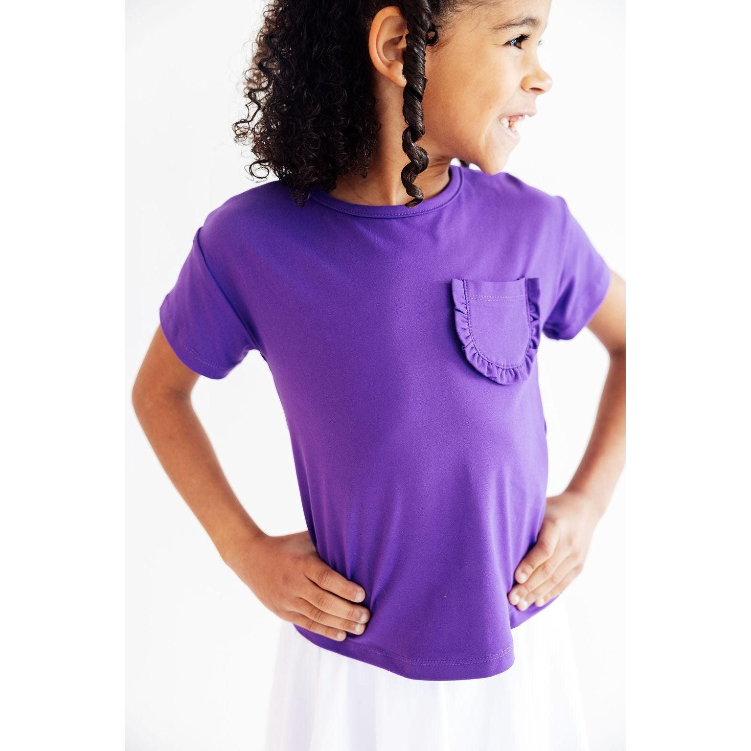 Purple Ruffle Pocket Tee