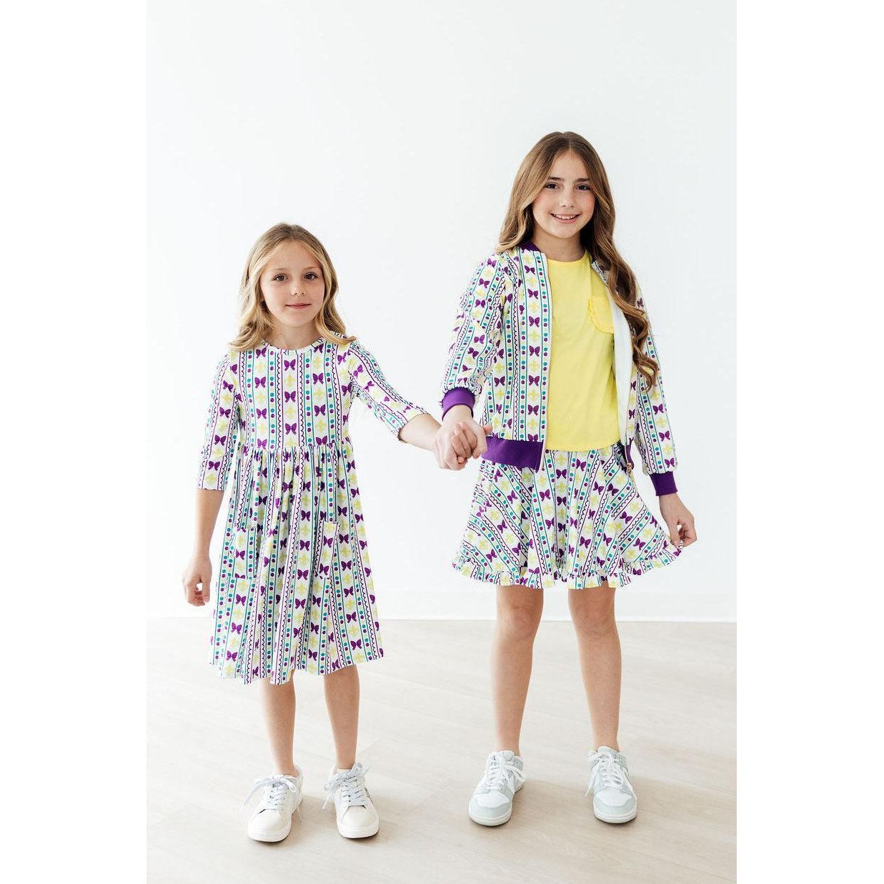 Mardi Gras 3/4 Sleeve Pocket Twirl Dress