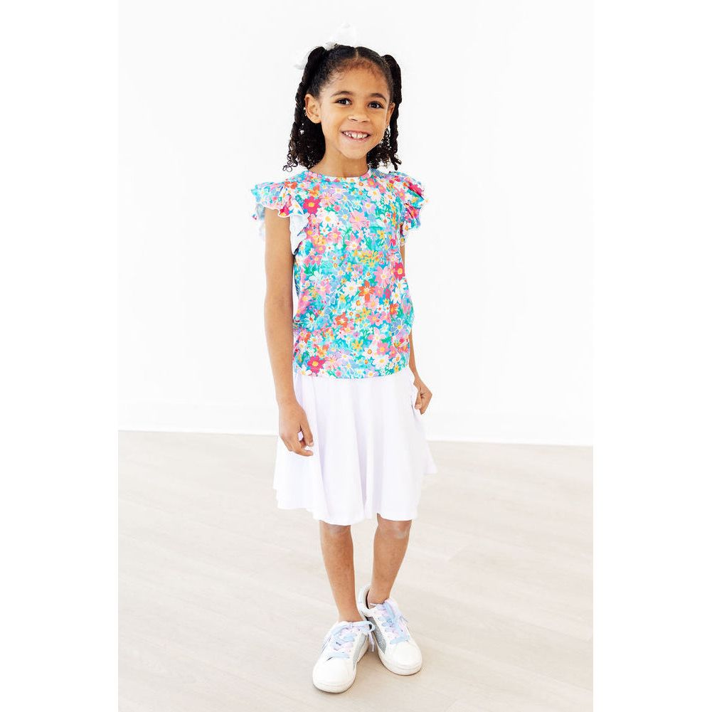 Preppy Floral S/S Ruffle Tee