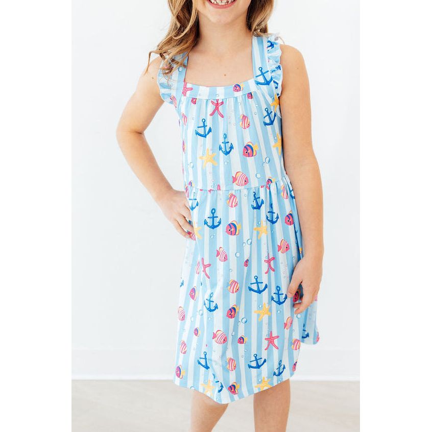 Tidepool Treasures Ruffle Cross Back Dress