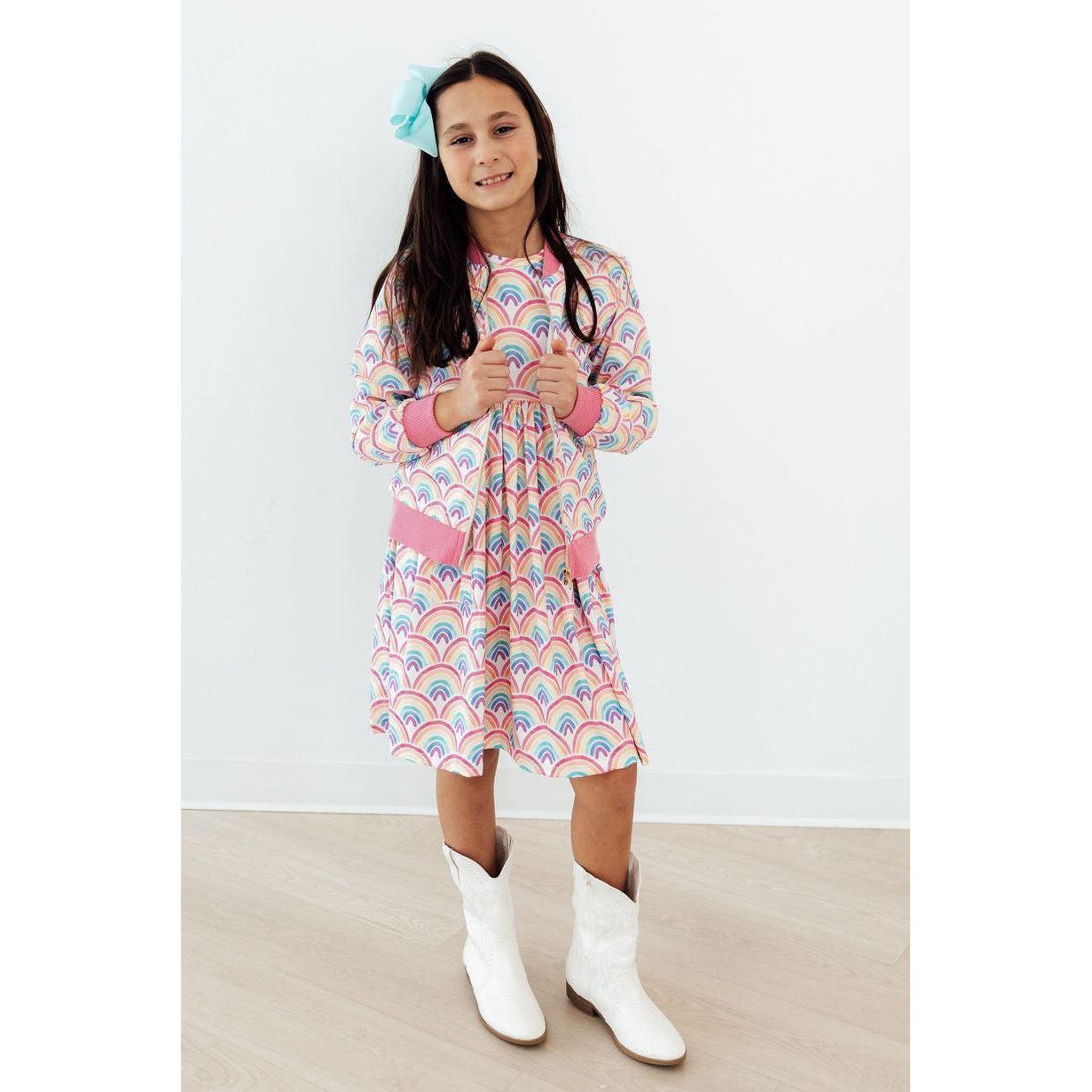 Watercolor Rainbows S/S Pocket Twirl Dress