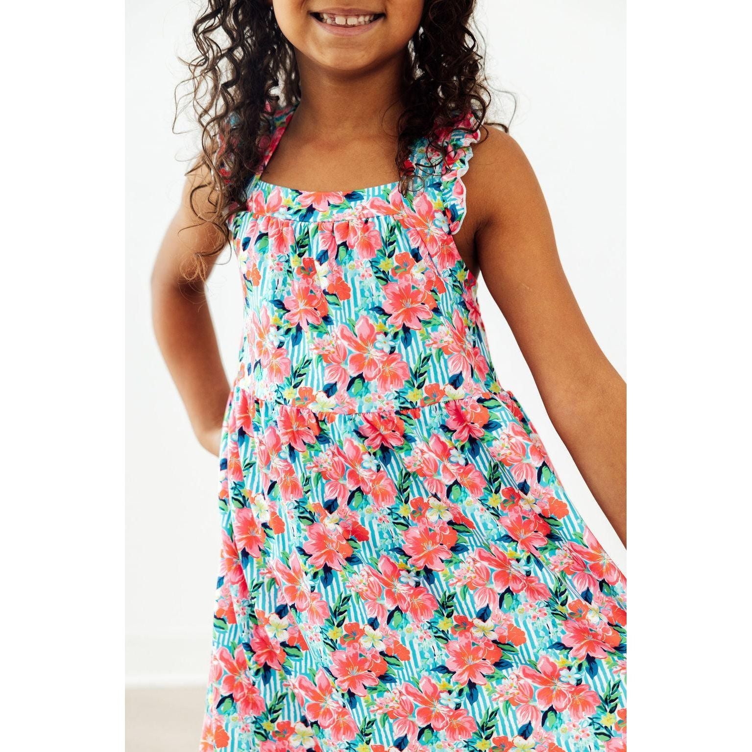 Petals in Paradise Ruffle Cross Back Dress