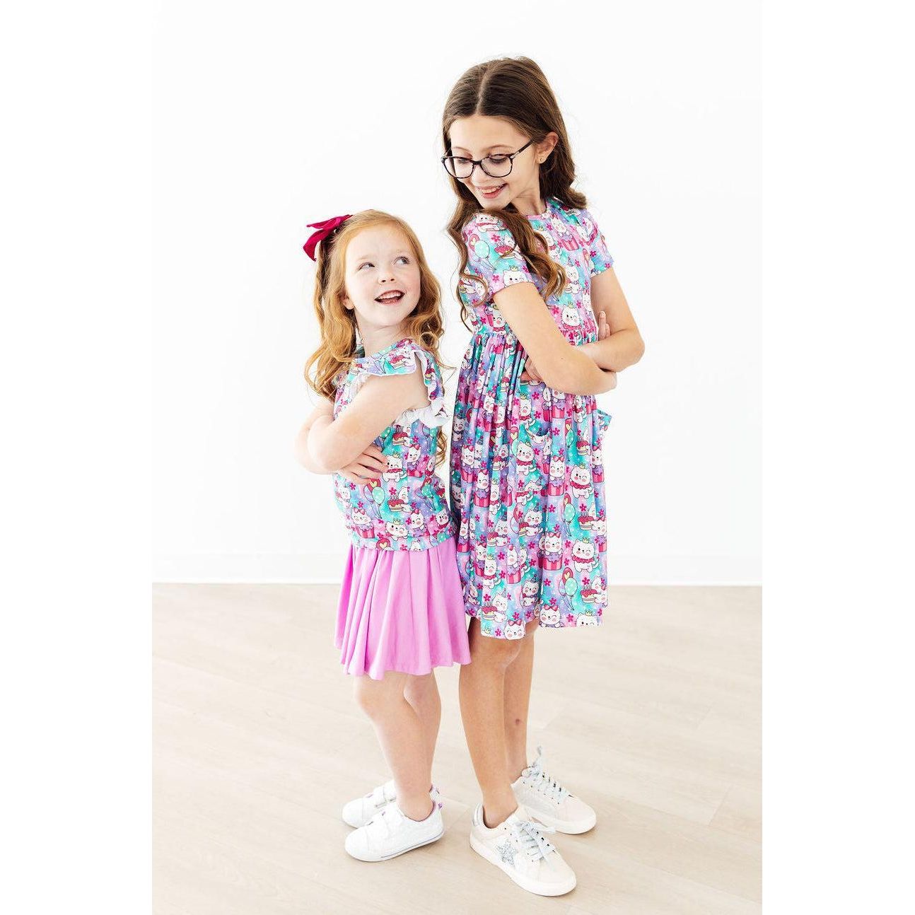 Time to Purr-ty S/S Pocket Twirl Dress