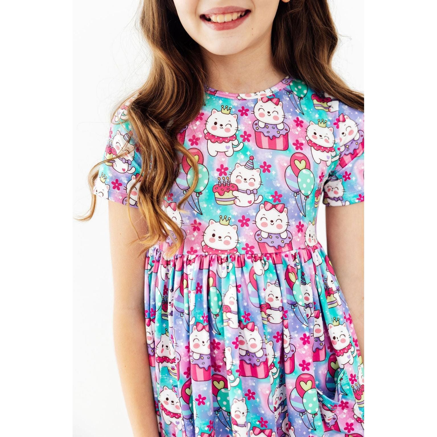Time to Purr-ty S/S Pocket Twirl Dress
