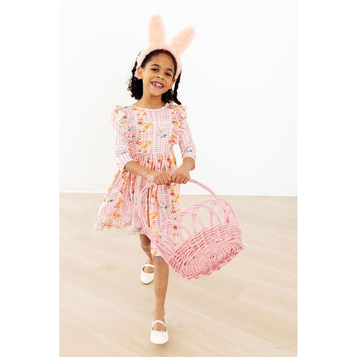 Daisy Ducklings 3/4 Sleeve Ruffle Twirl Dress