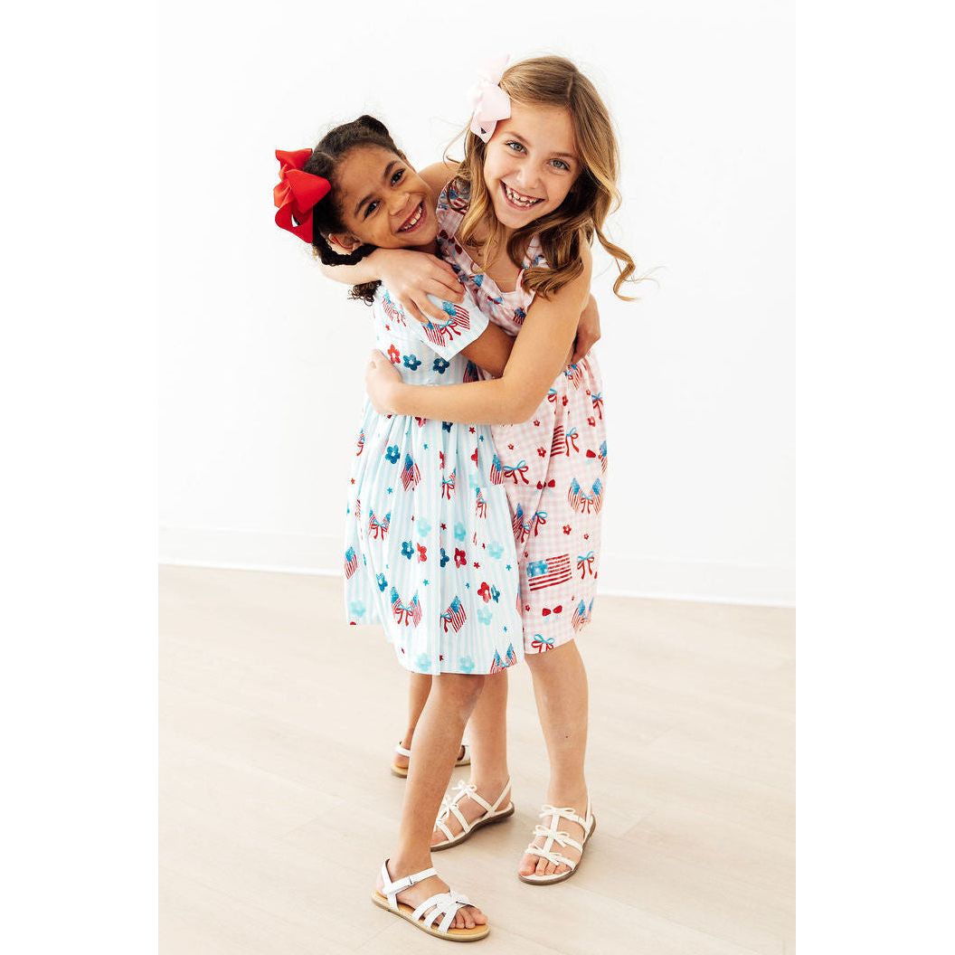 Fancy Flags Ruffle Cross Back Dress