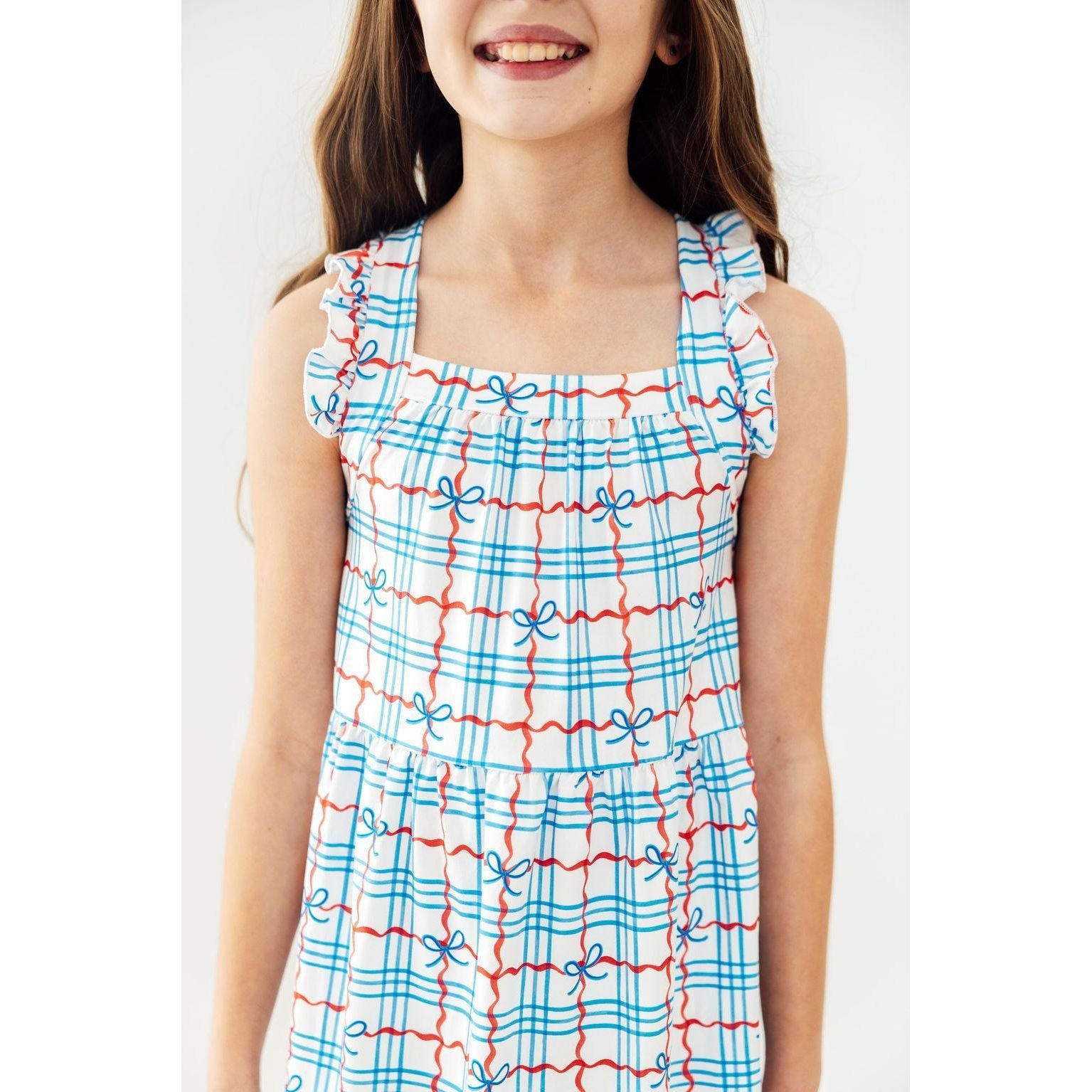 Patriotic Picnic Ruffle Cross Back Dress