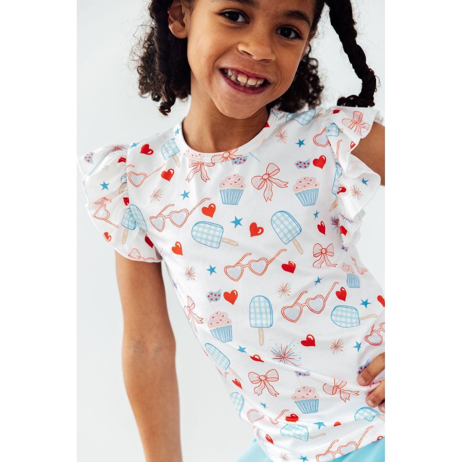 Red, White, & Sweet S/S Ruffle Tee