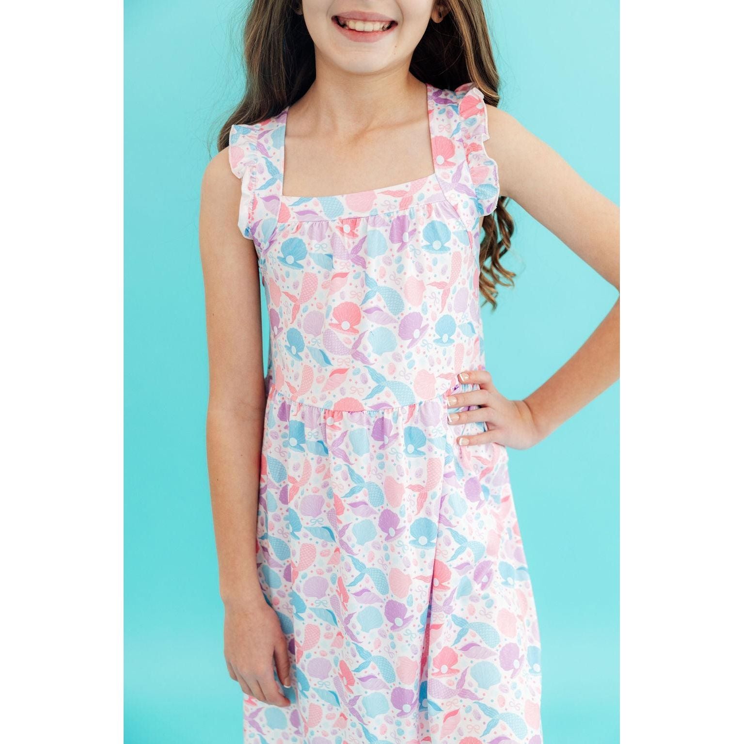 Mermaid Tails Ruffle Cross Back Dress