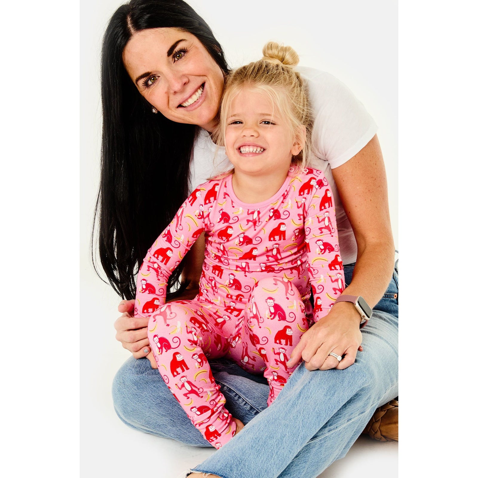 Long Sleeve Pajama Set - Monkeying Around Pink