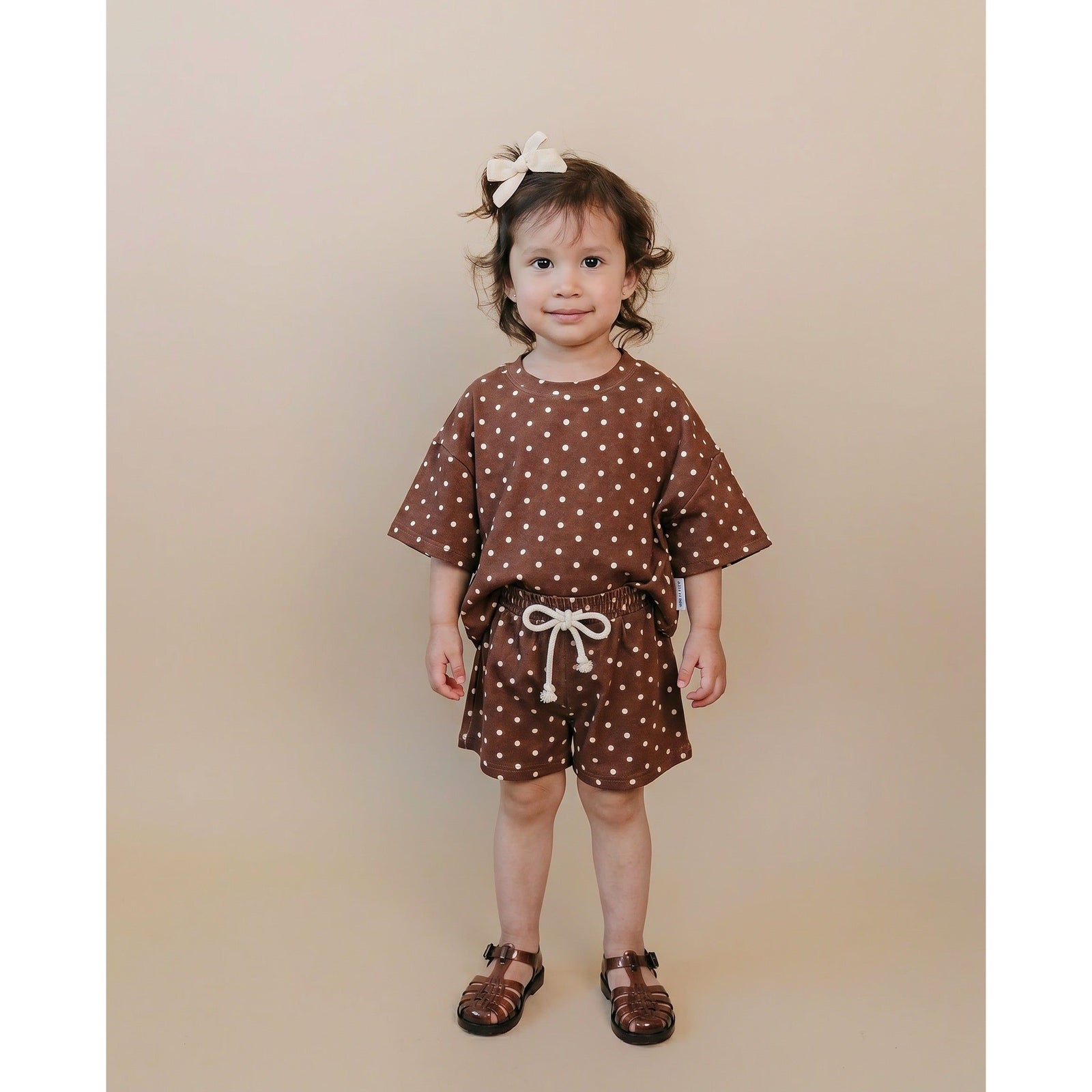 Shorts Set | Brown Polka Dots