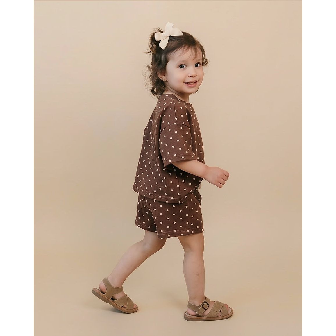 Shorts Set | Brown Polka Dots