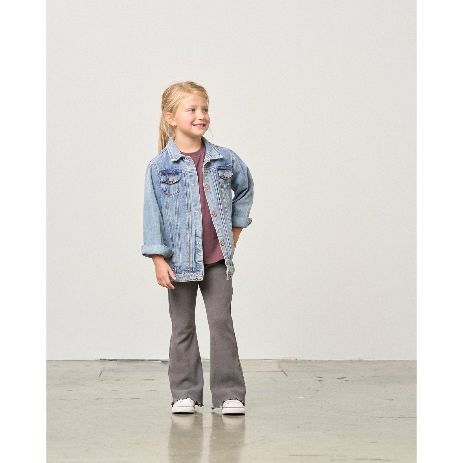 Ribbed Flare Pant - Graphite