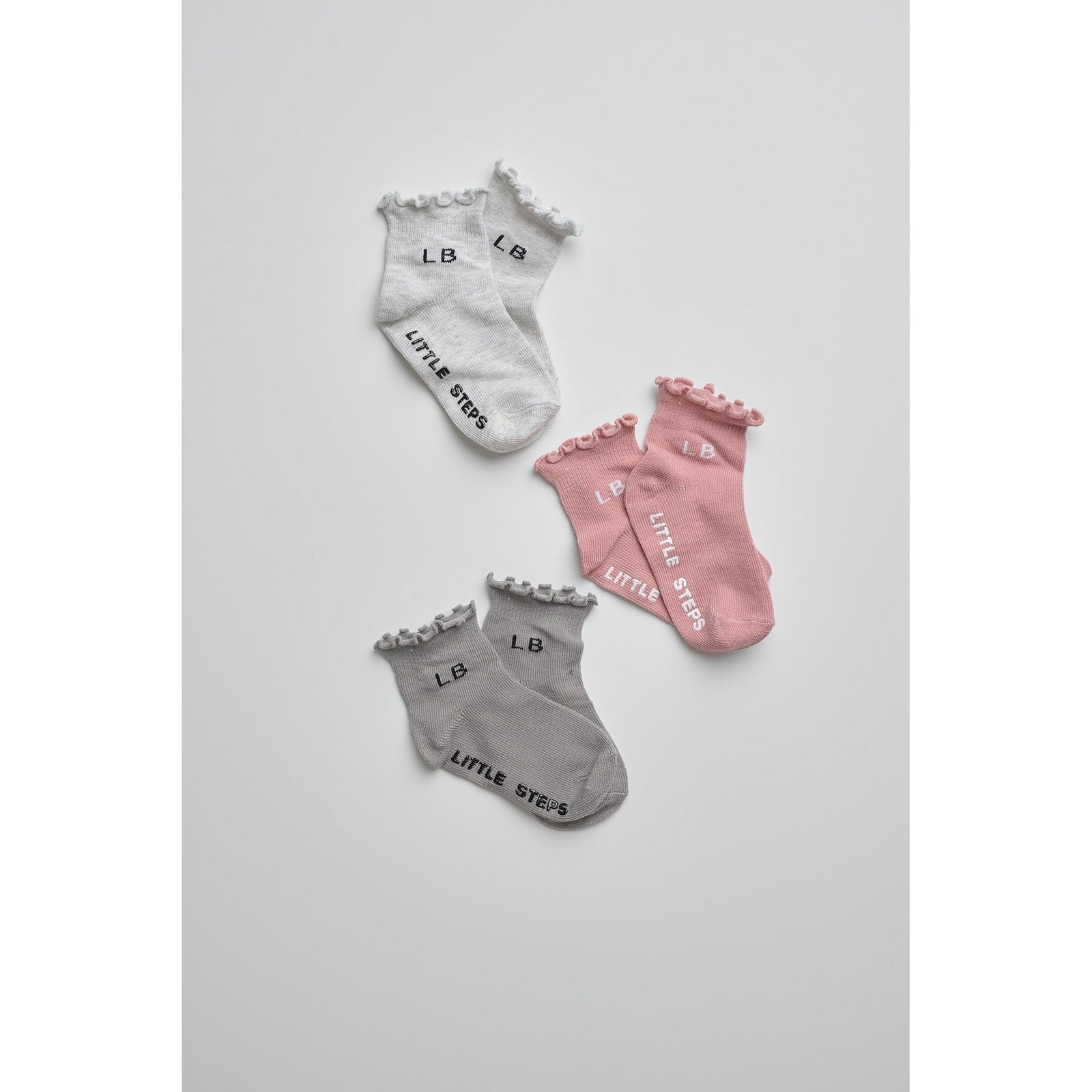 Ruffle Sock 3-Pack - Dusty Rosewood