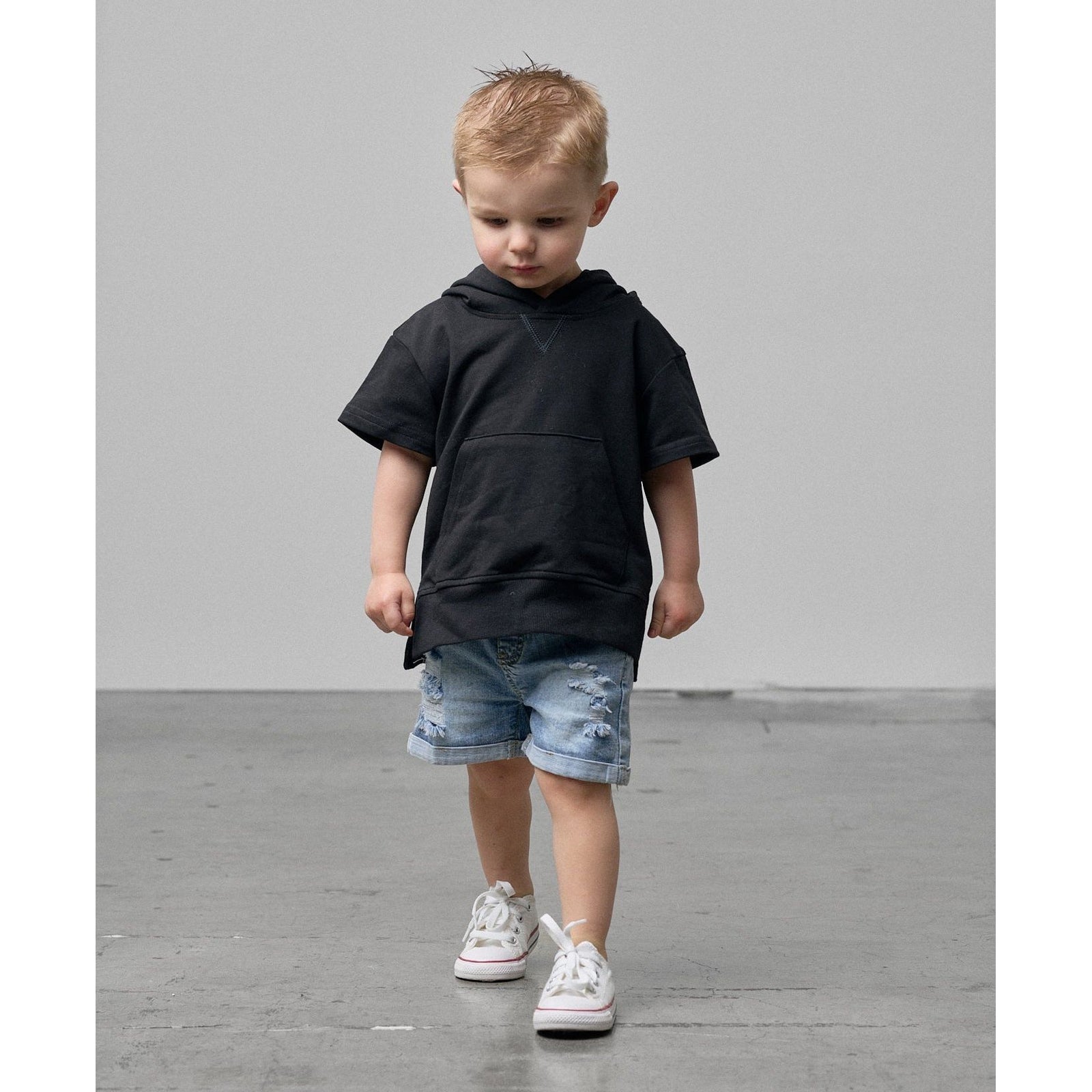 Short Sleeve Hoodie - Black
