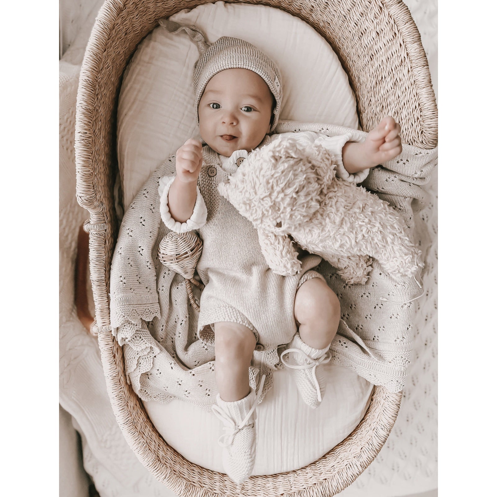 Luna + Luca Novelty Knit Romper - Heather Beige