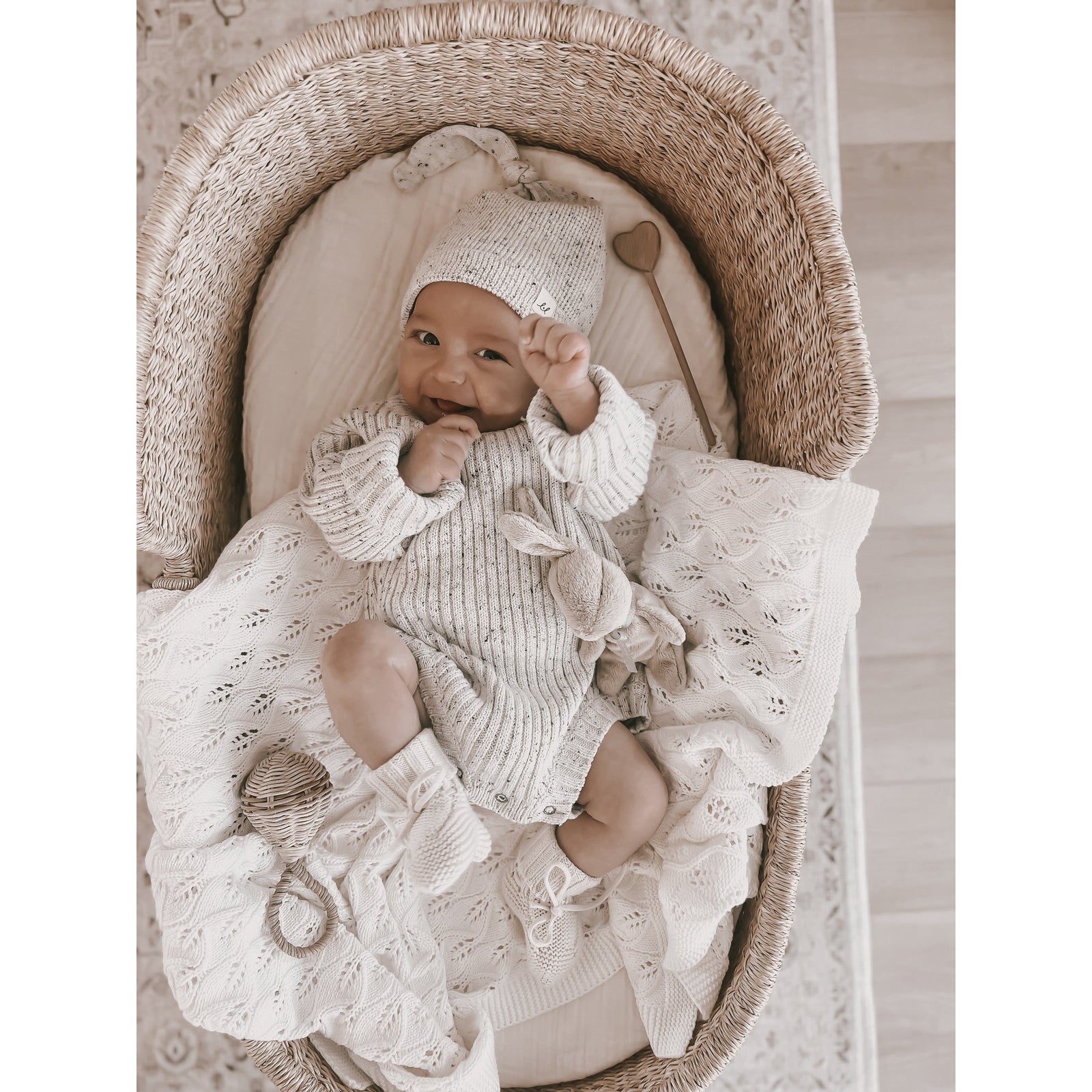 Luna + Luca Chunky Rib Romper - Black Speckle