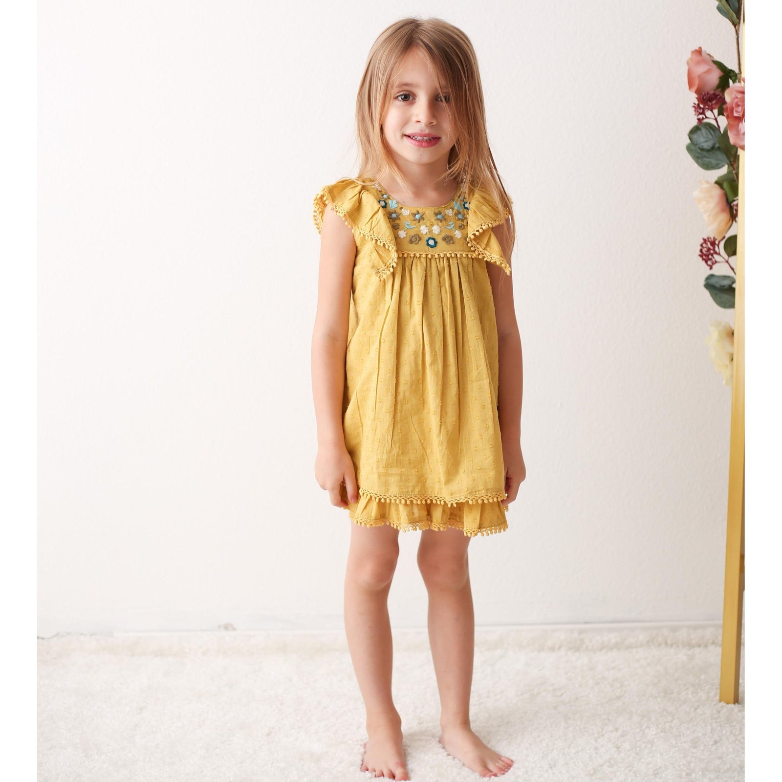arya mini dress in mustard