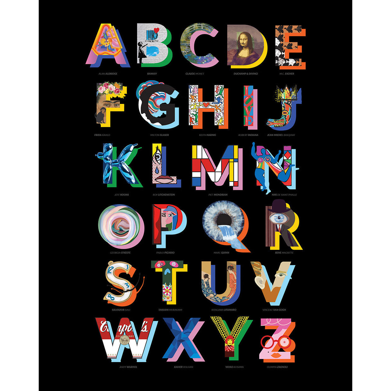 artist ABC print in black