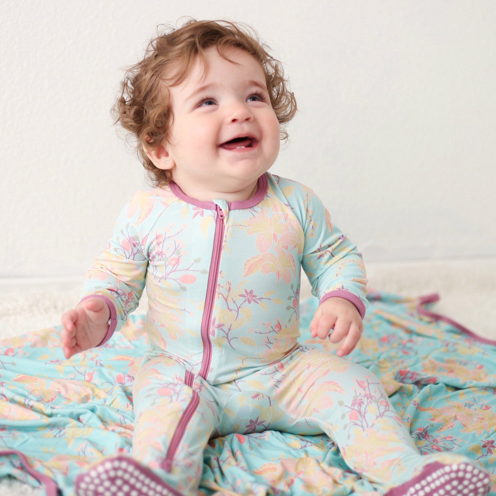 Summer Florals Aqua Footie