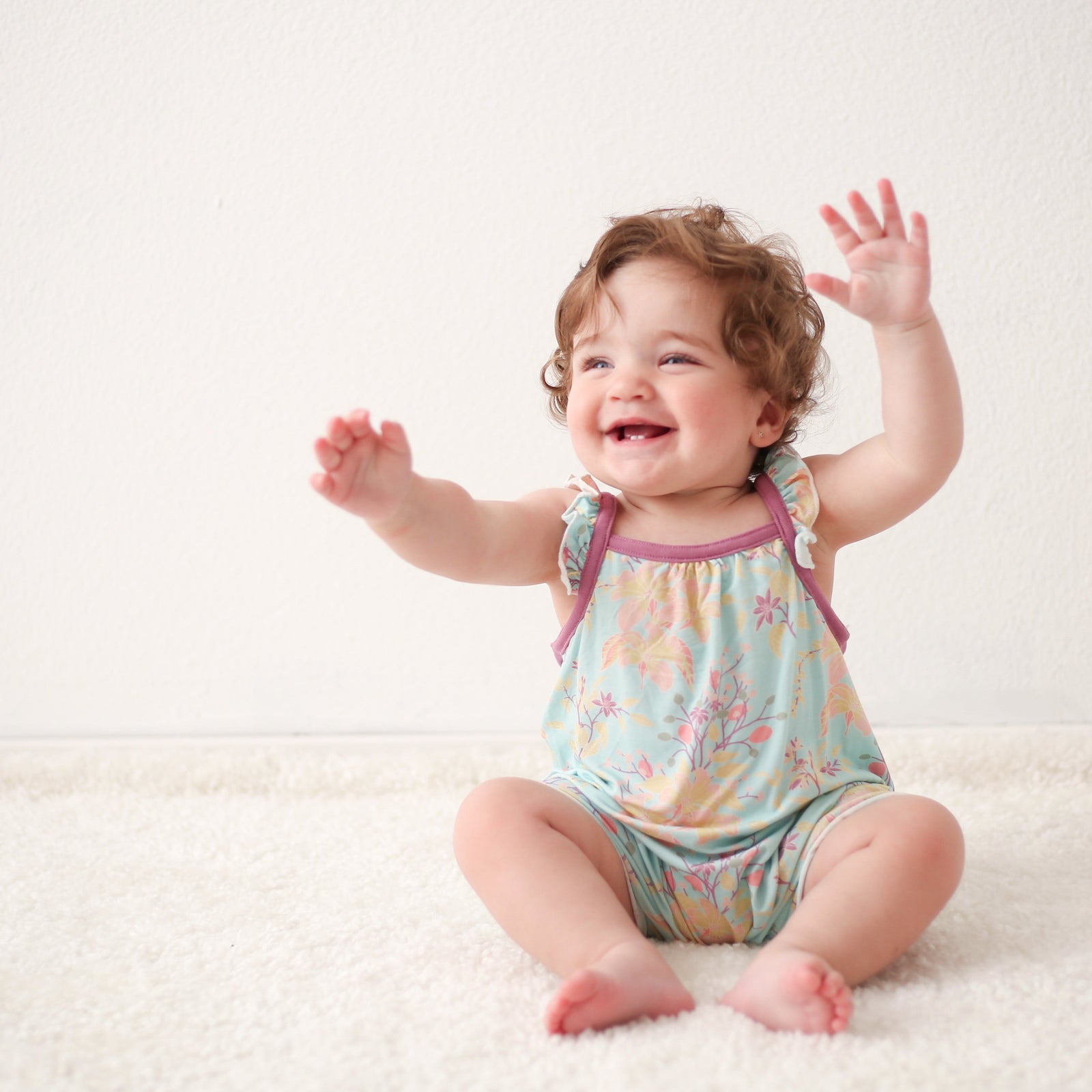 Summer Florals Aqua Bubble Romper