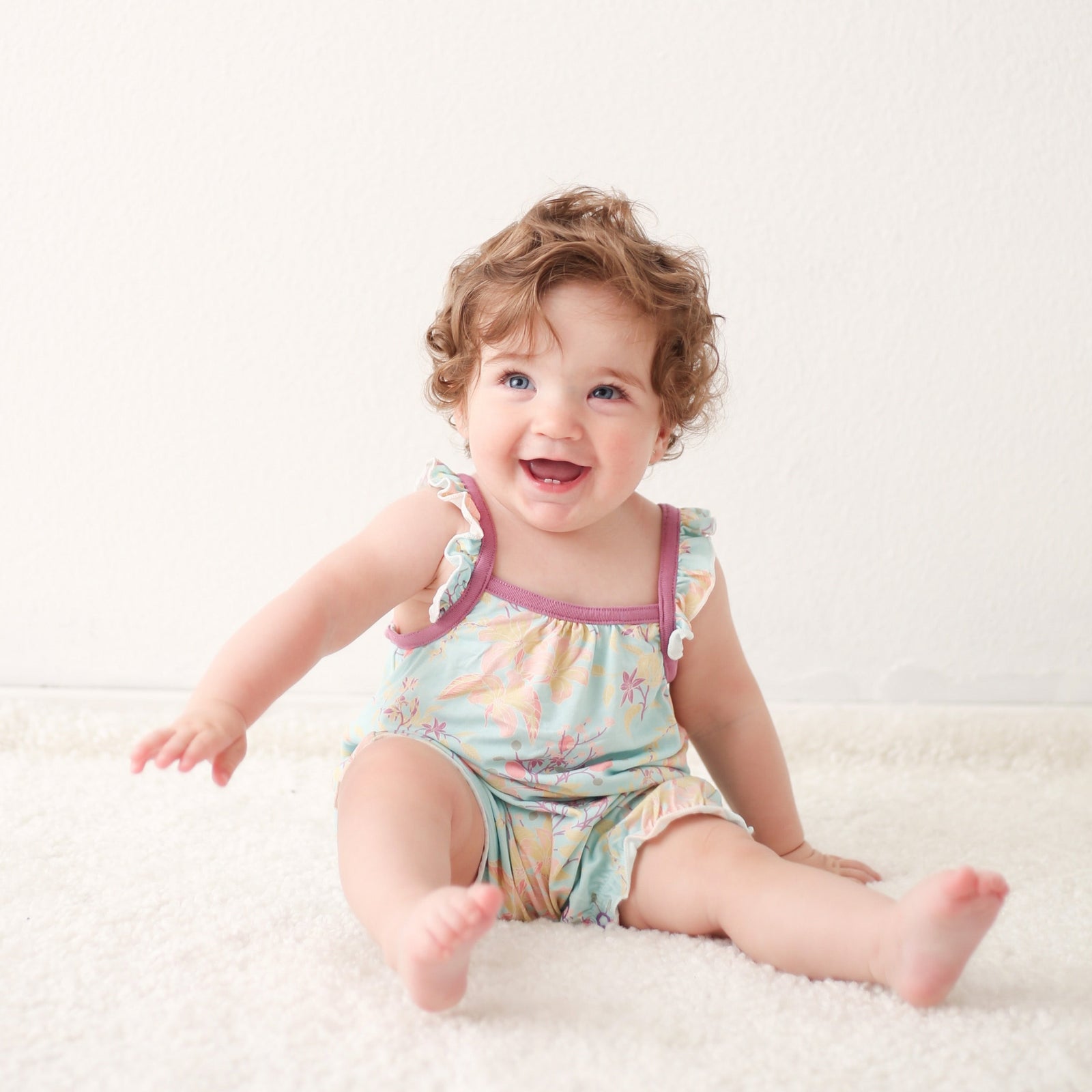 Summer Florals Aqua Bubble Romper