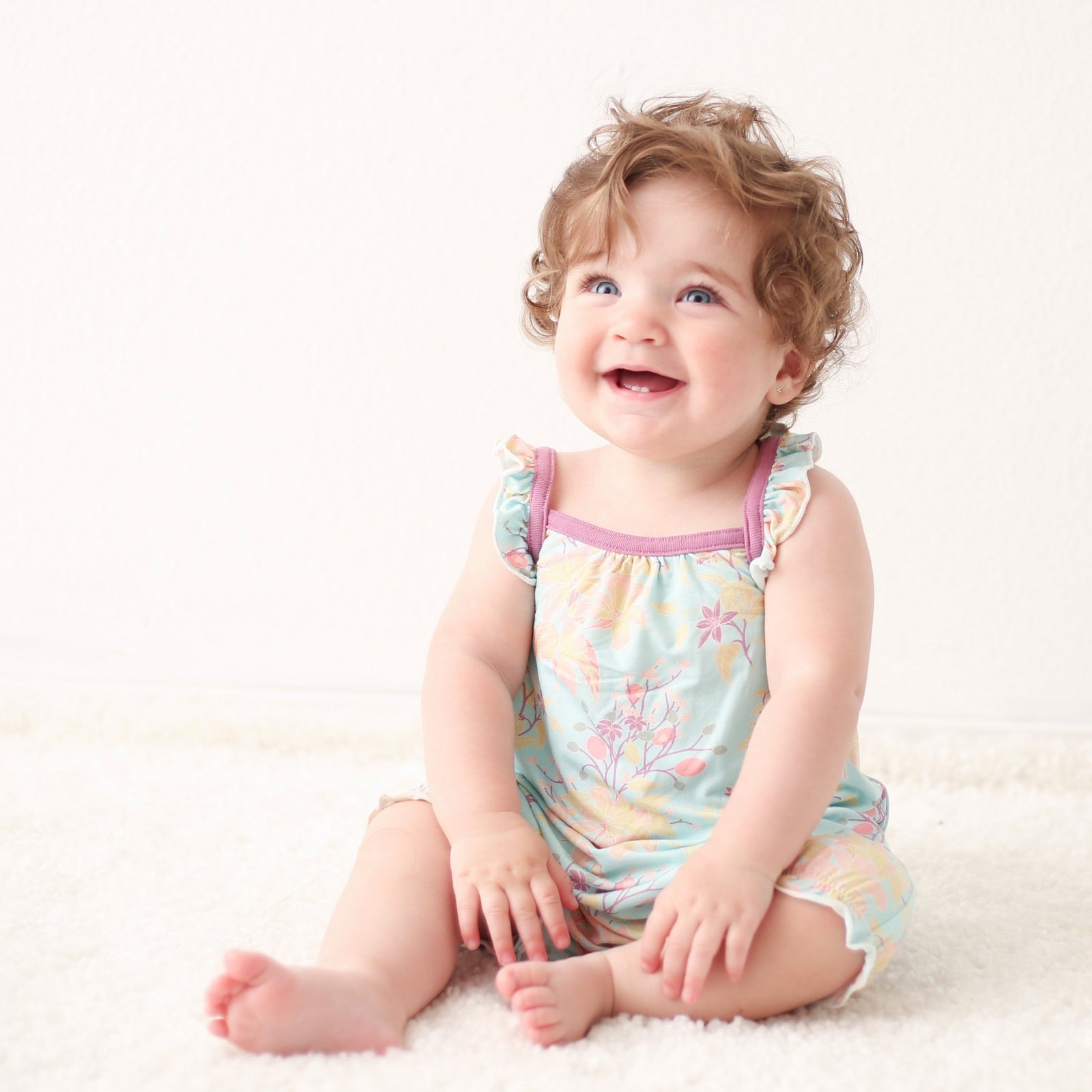 Summer Florals Aqua Bubble Romper