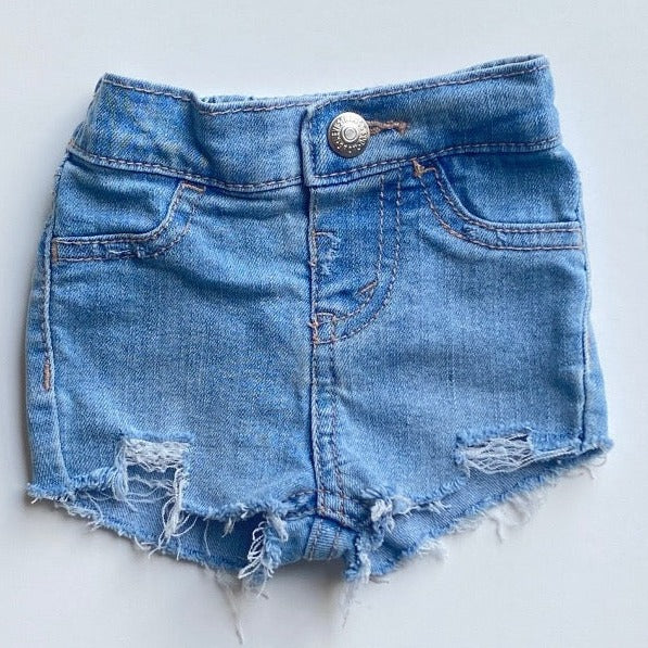 vintage levi's light wash upcycled denim cut-offs | size 0 - 3 months