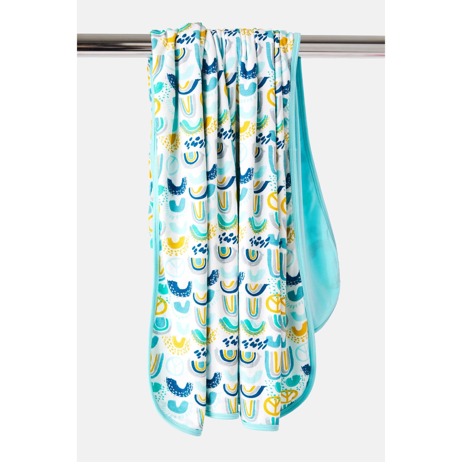 Stretchy Oversized Blanket - Rainbows Blue