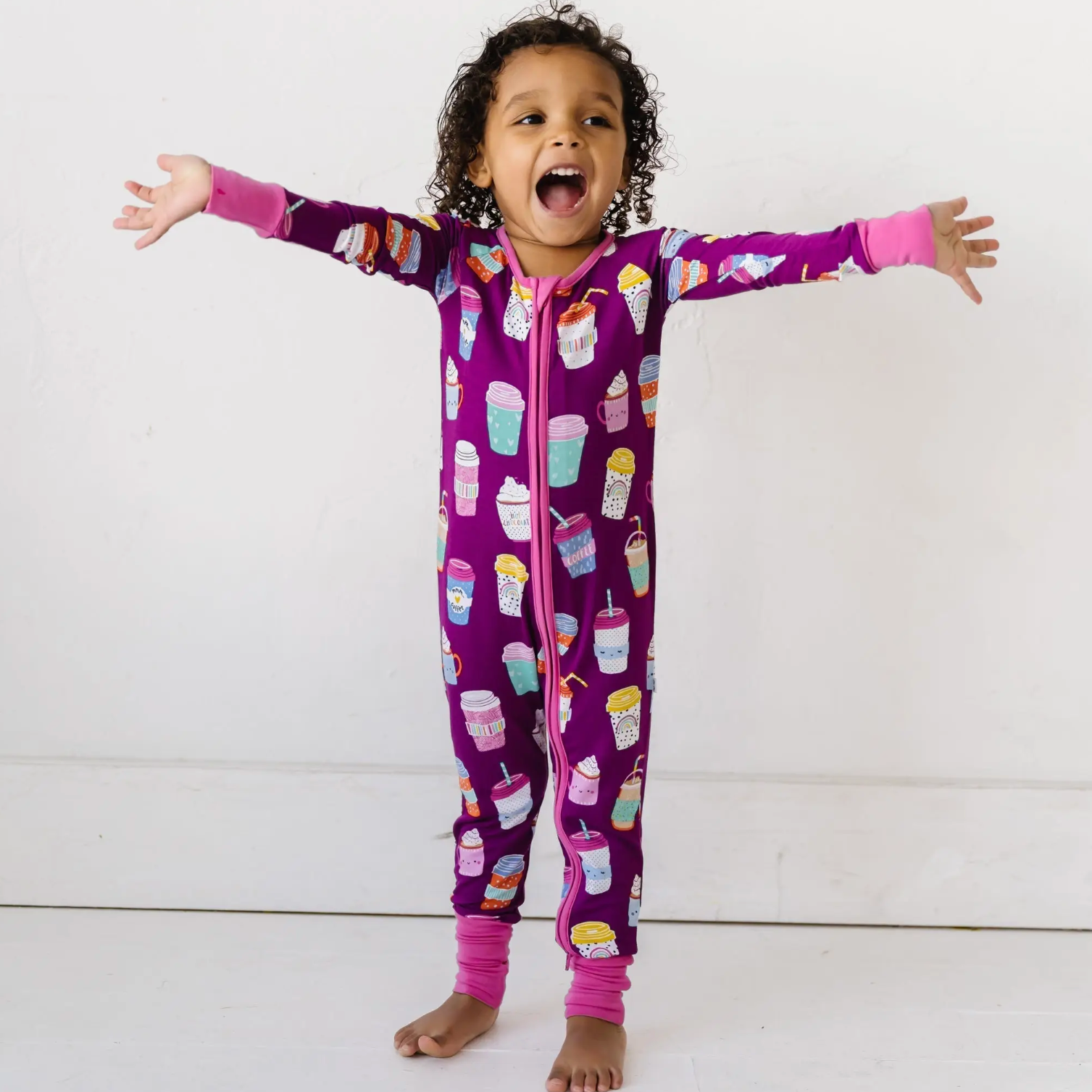 i love you a latte bamboo viscose convertible romper/sleeper in purple