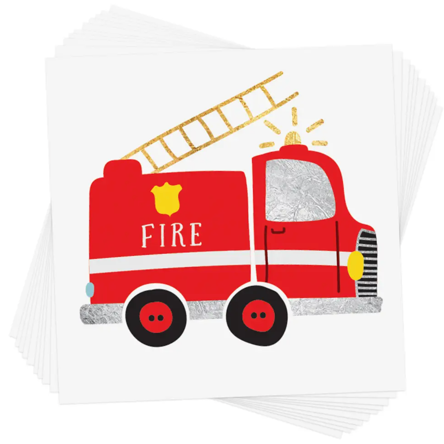fire truck temporary tattoo
